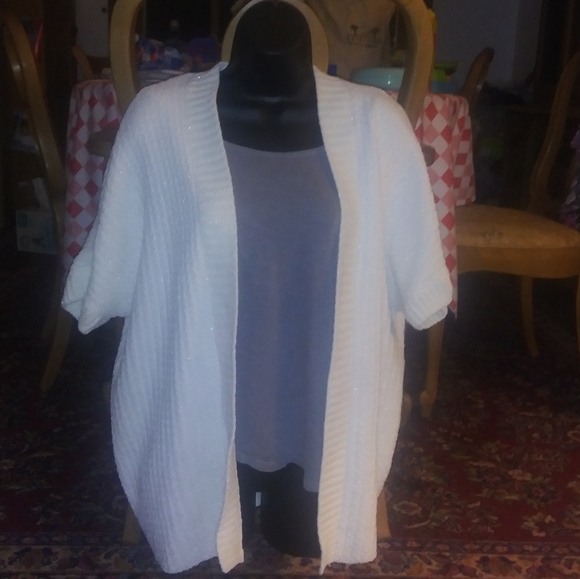 Torrid cream silver lurex plushy cocoon top 00 - Picture 3 of 7